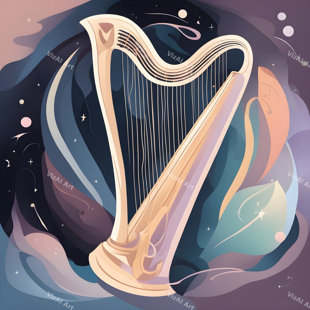 Playful Colour & Hearts Harp Art — print 5