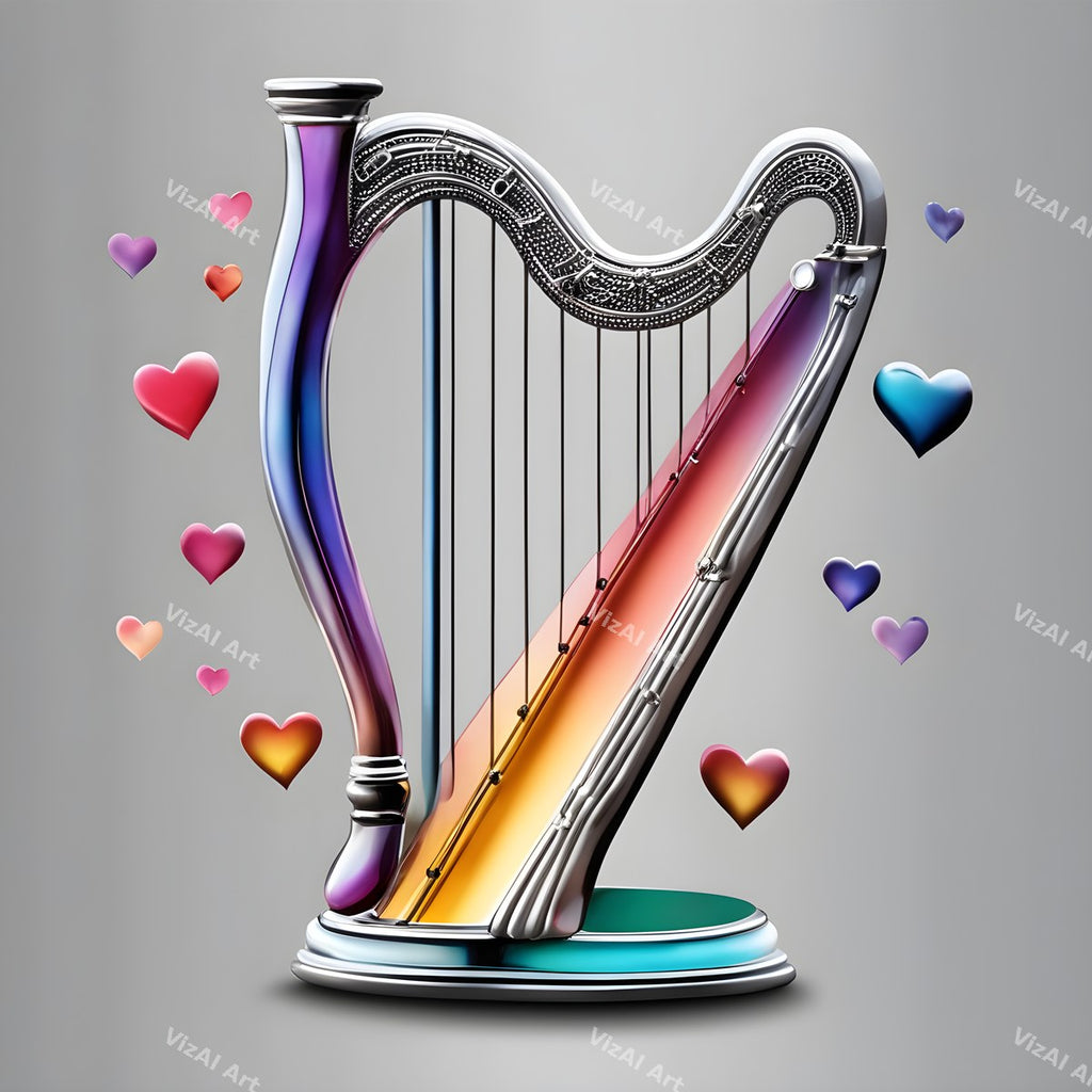 Playful Colour & Hearts Harp Art — print 10