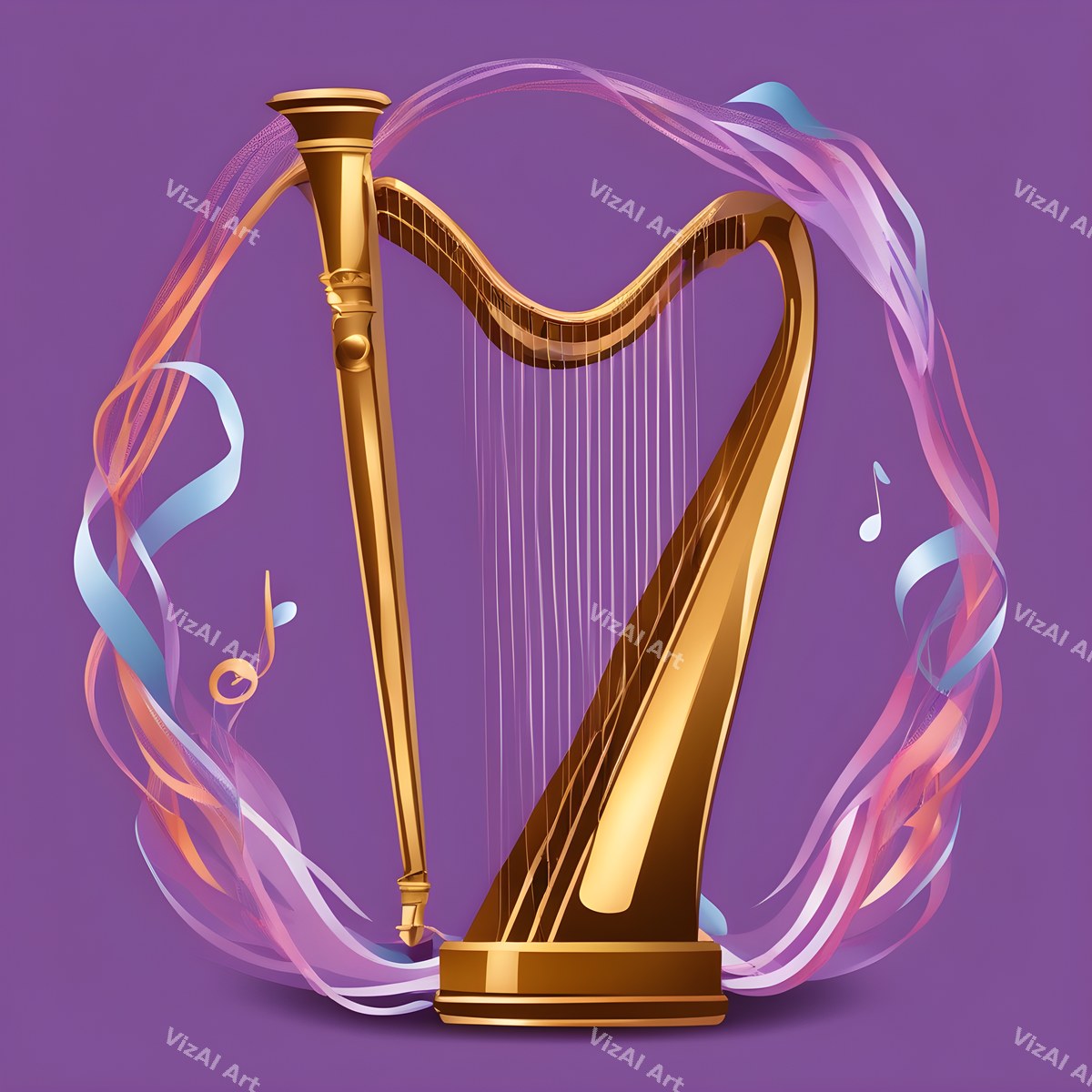 Playful Colour & Hearts Harp Art — print 11