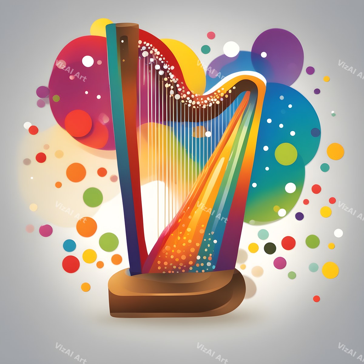 Playful Colour & Hearts Harp Art — print 12