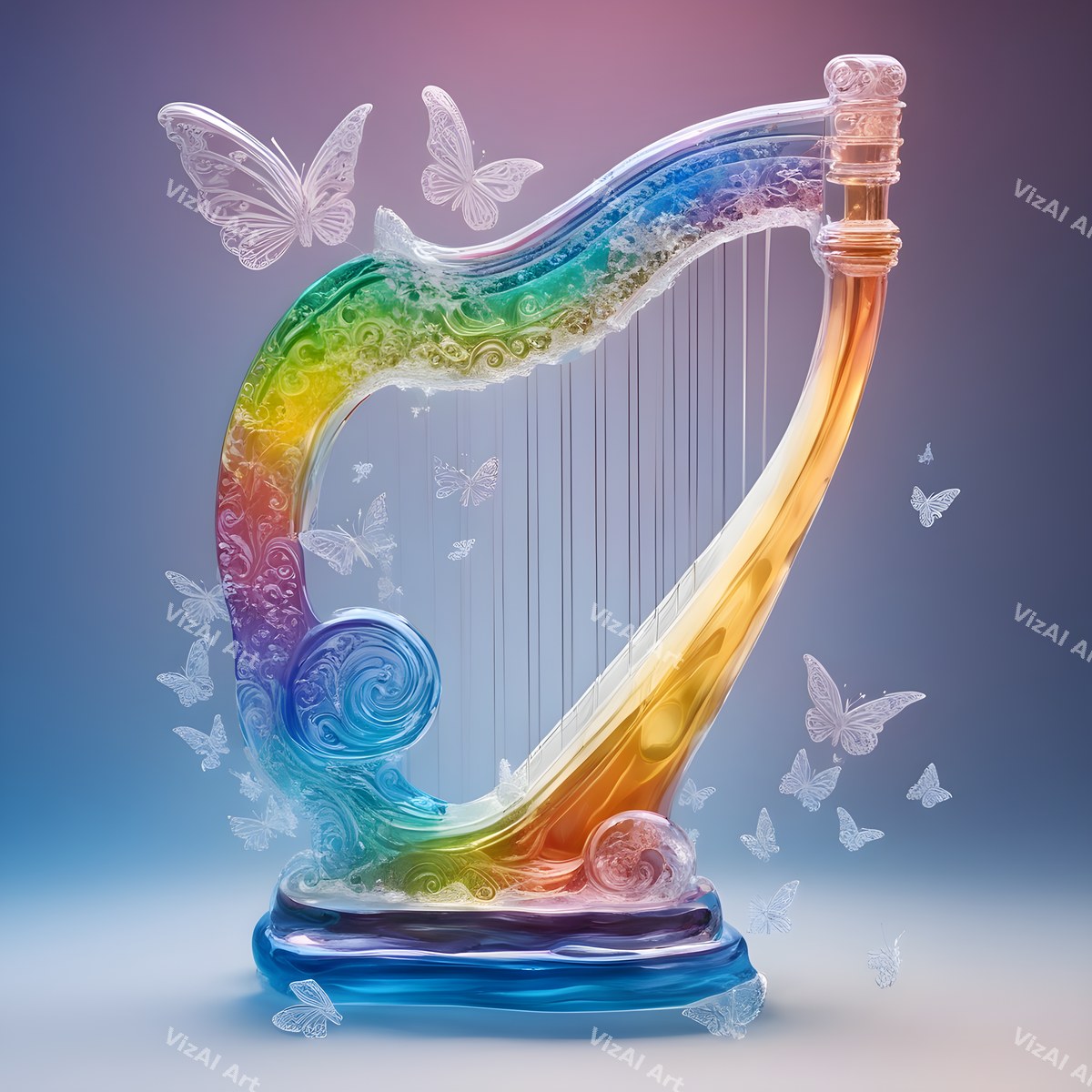 Crystal & Butterfly Harp Art — print 1