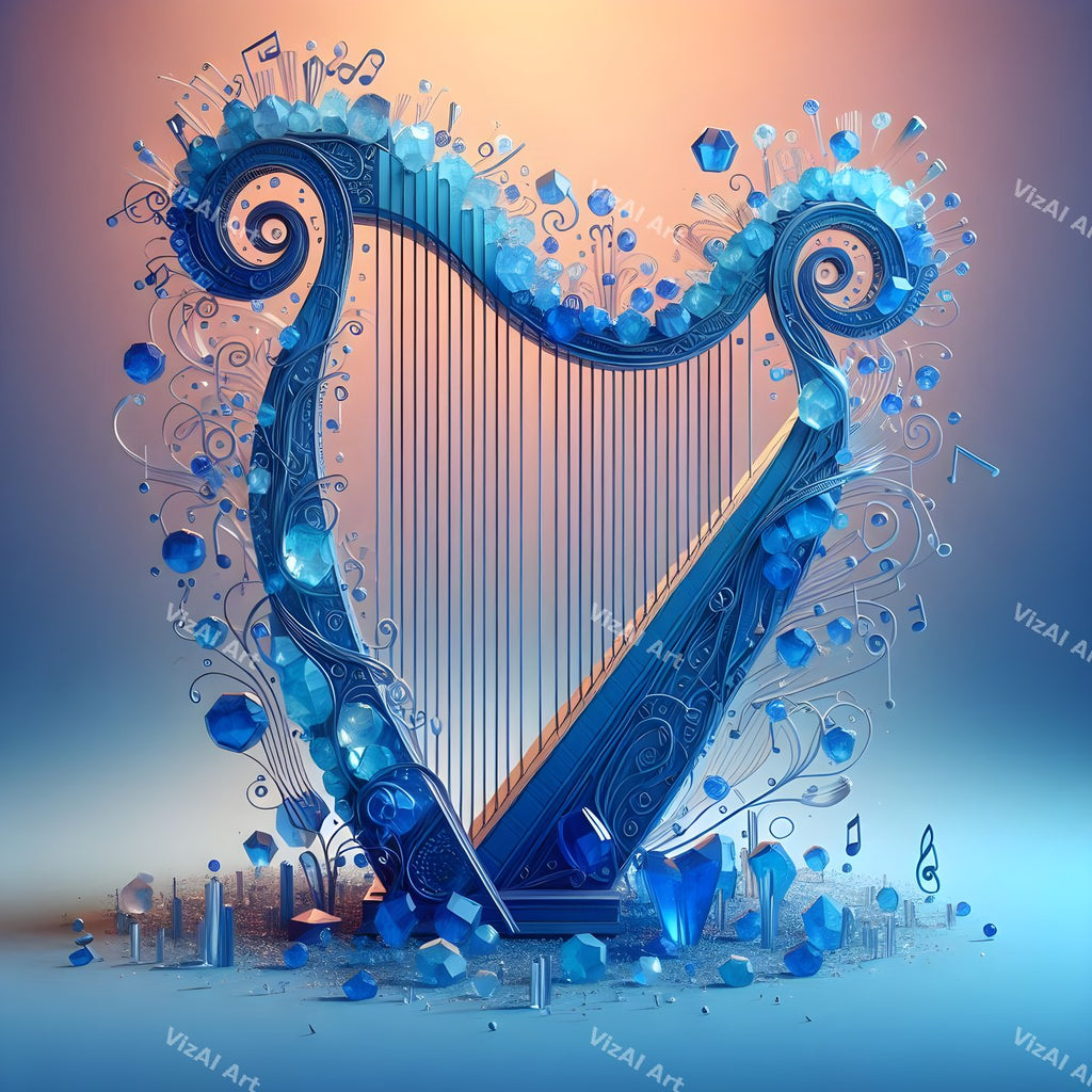 Crystal & Butterfly Harp Art — print 2