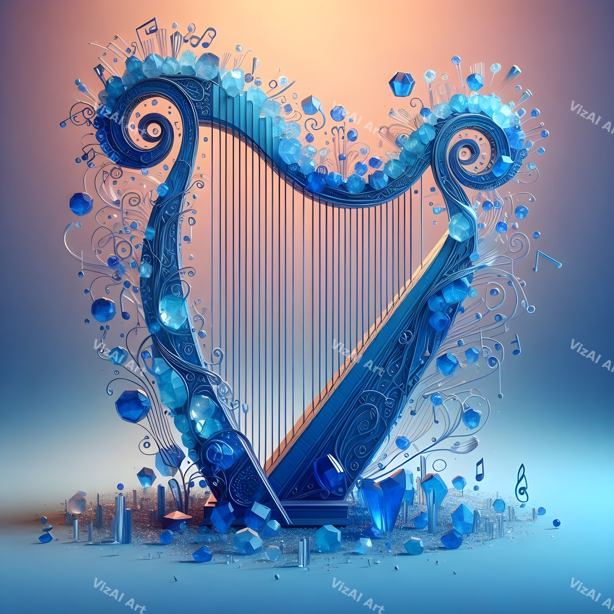 Crystal & Butterfly Harp Art — print 2