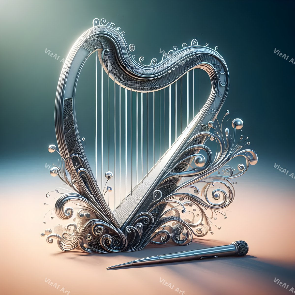 Crystal & Butterfly Harp Art — print 7