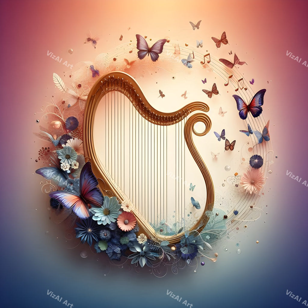 Crystal & Butterfly Harp Art — print 10