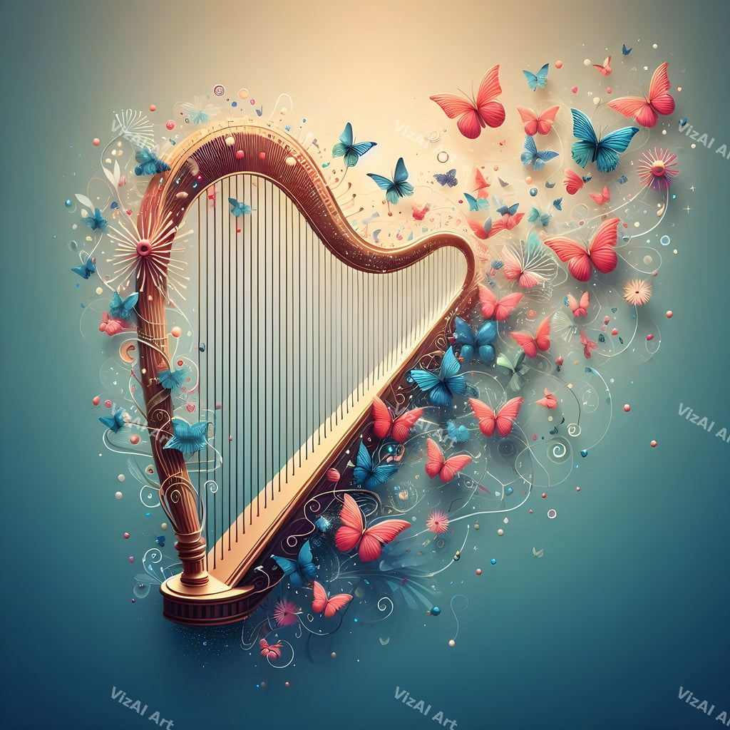 Crystal & Butterfly Harp Art — print 12