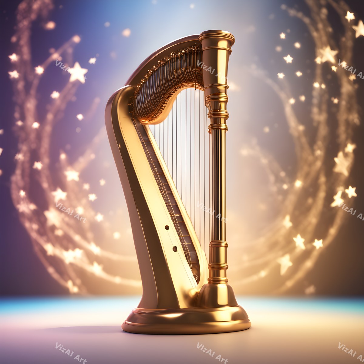 Celestial Golden Harp Art — print 2