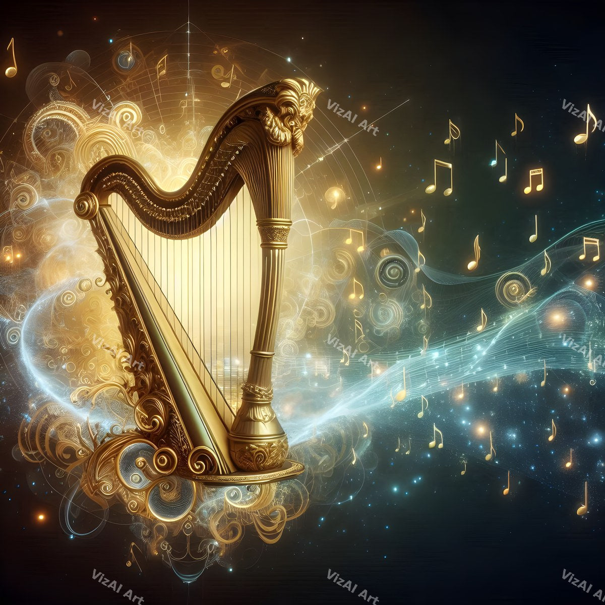 Celestial Golden Harp Art — print 3