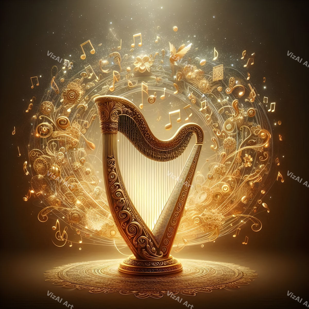 Celestial Golden Harp Art — print 4