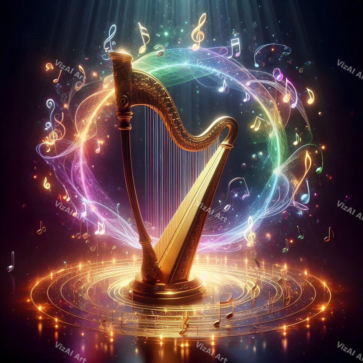 Celestial Golden Harp Art — print 6