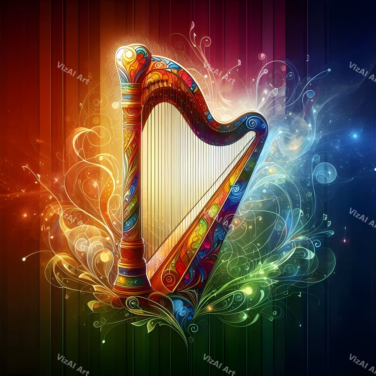 Celestial Golden Harp Art — print 7