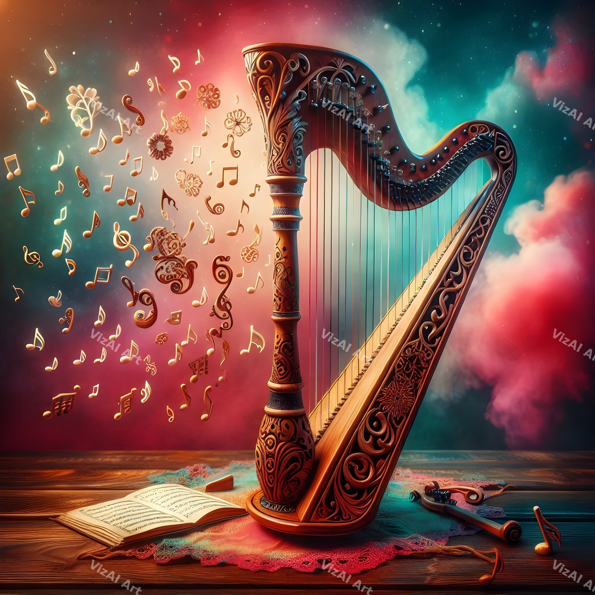 Celestial Golden Harp Art — print 9