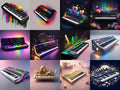 Rainbow Glow Synth Art — 12 Printable Prints