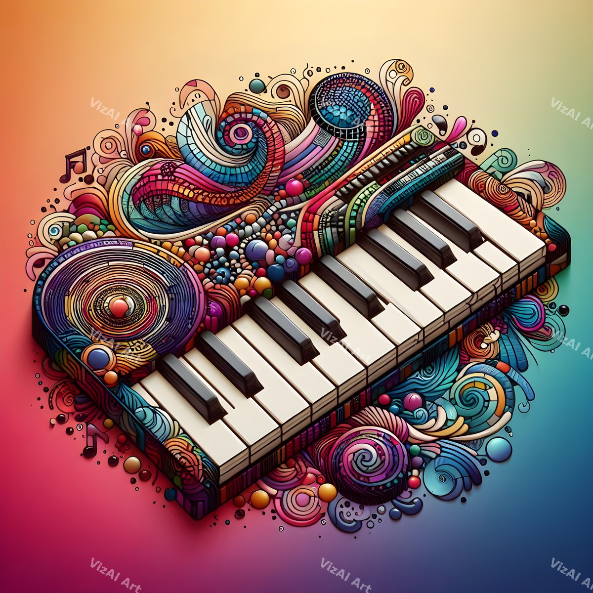 Butterflies & Music Notes Keyboard Art — print 4