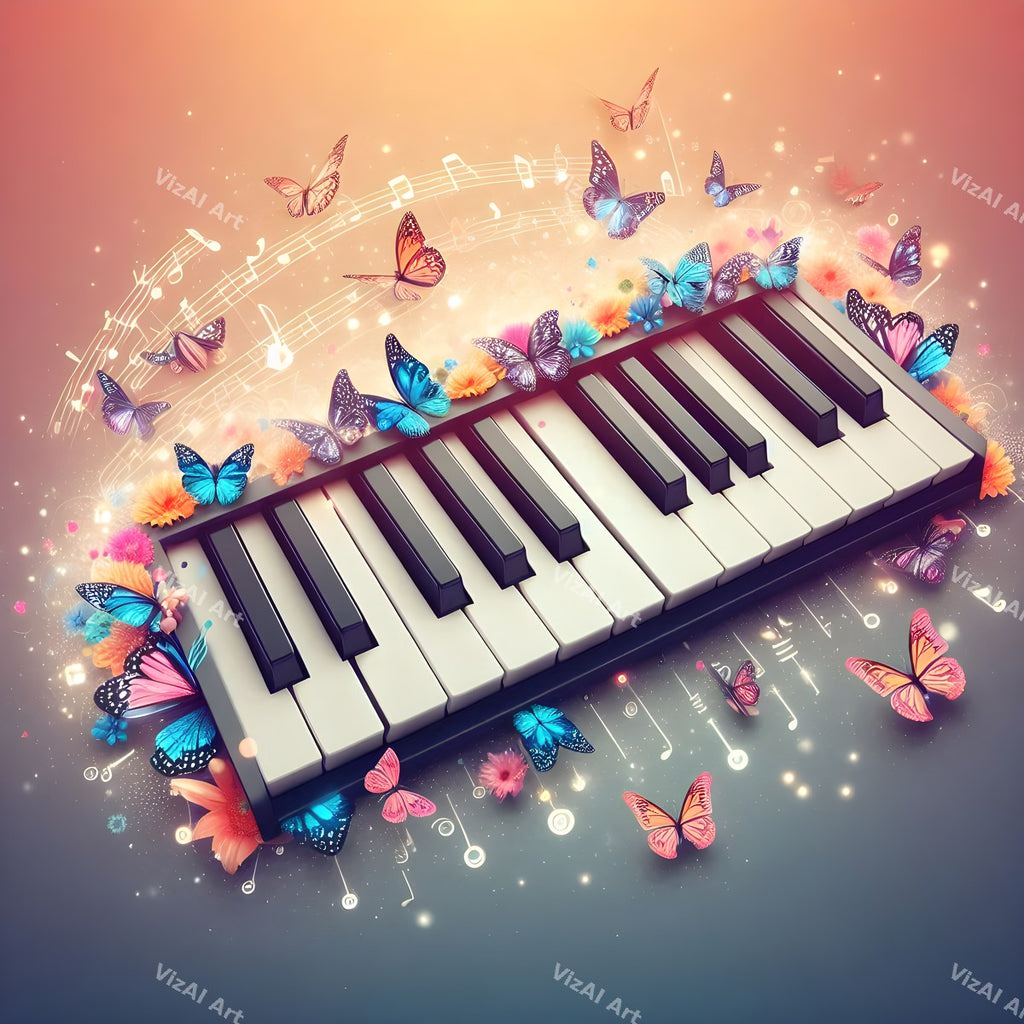 Butterflies & Music Notes Keyboard Art — print 6