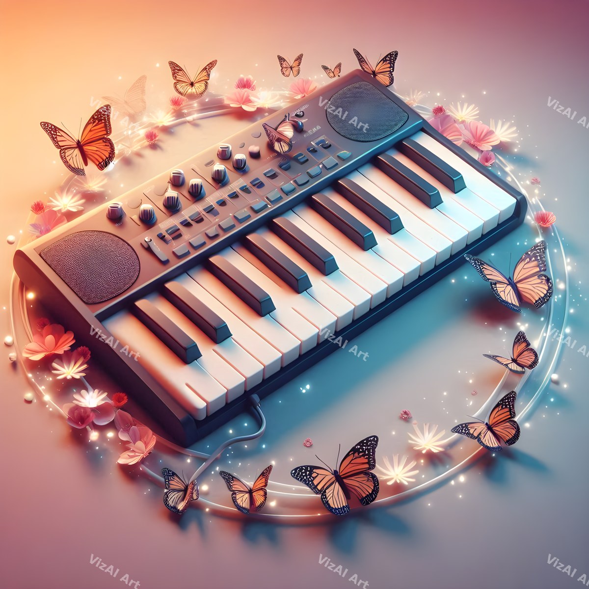 Butterflies & Music Notes Keyboard Art — print 8