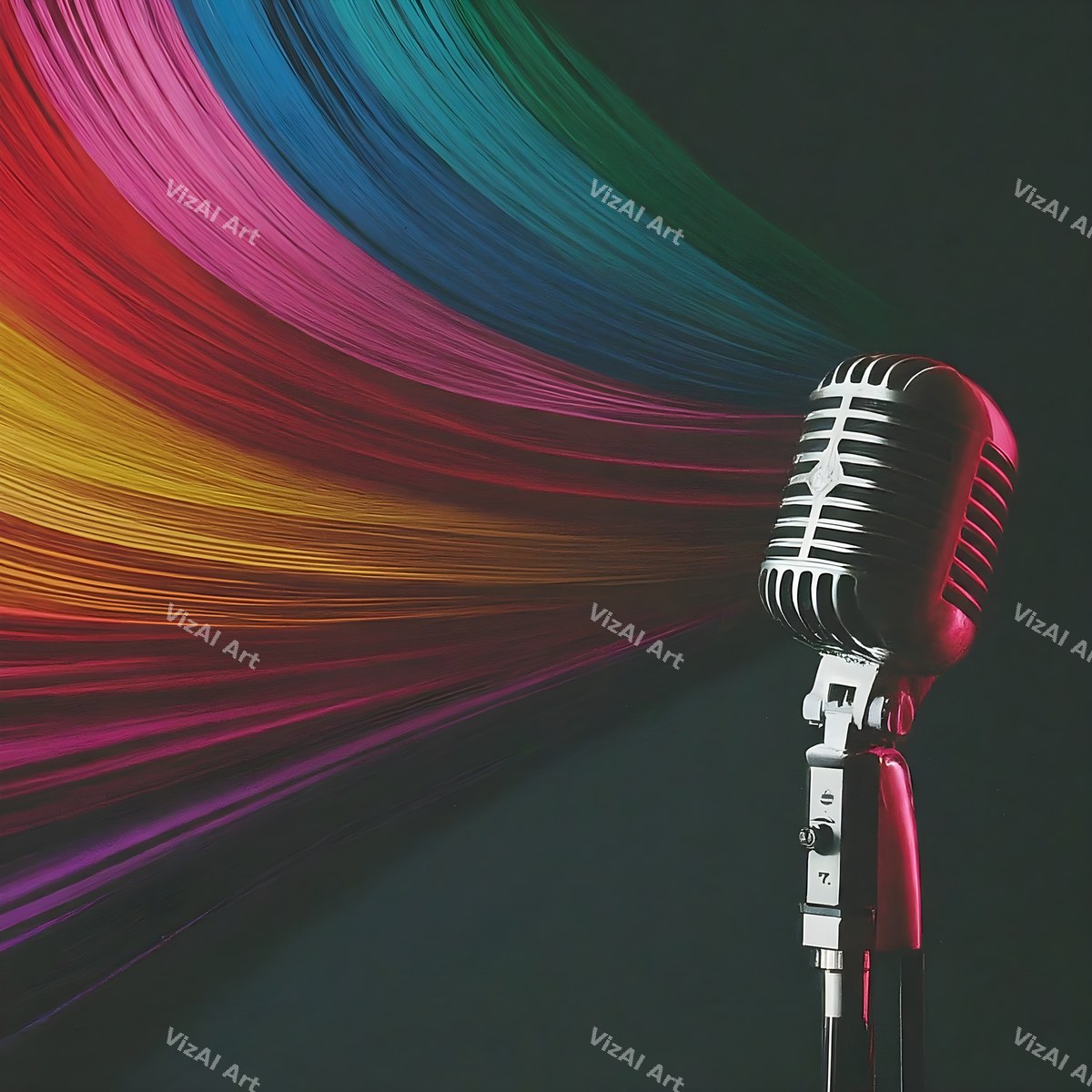 Rainbow Vintage Microphone Art — print 4