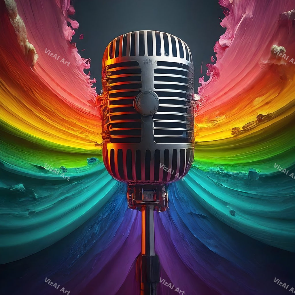 Rainbow Vintage Microphone Art — print 6