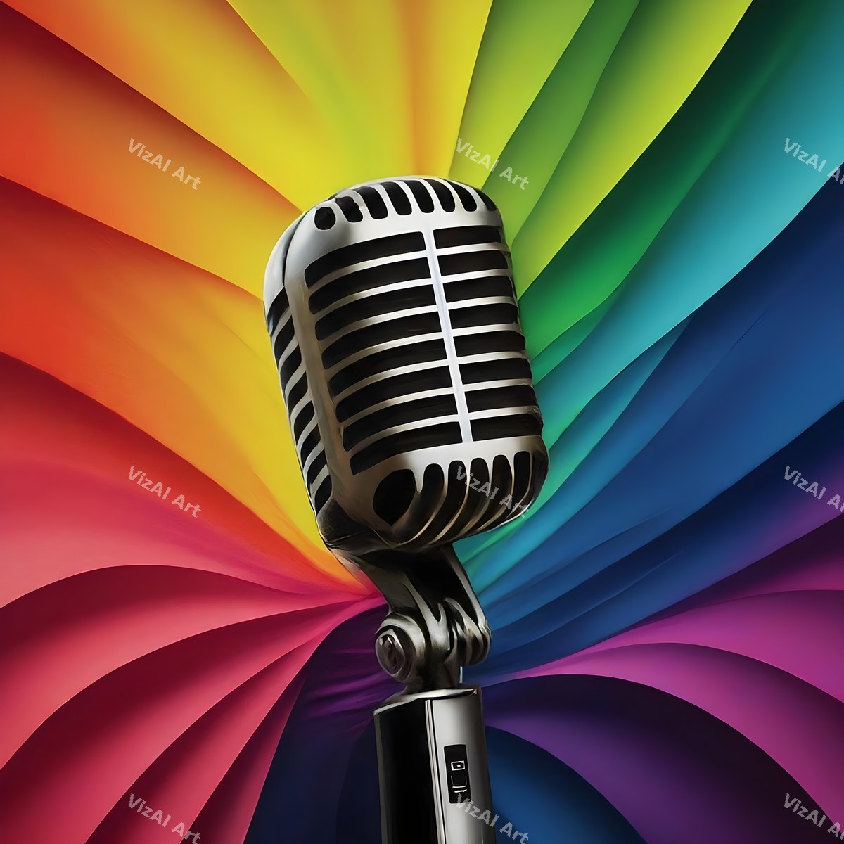 Rainbow Vintage Microphone Art — print 7