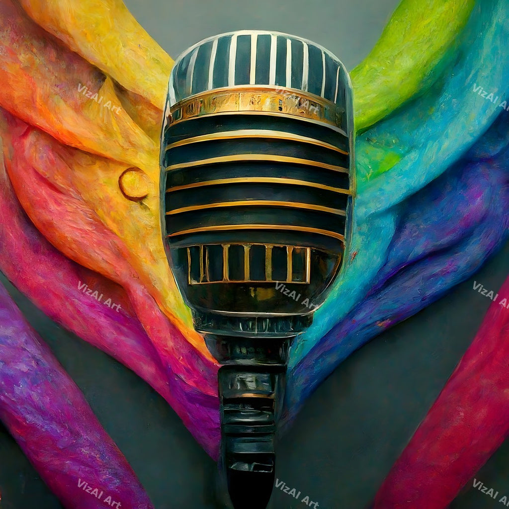 Rainbow Vintage Microphone Art — print 10