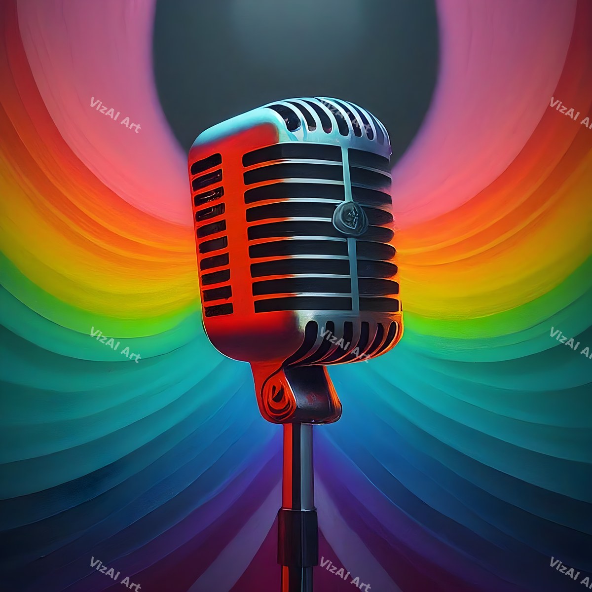Rainbow Vintage Microphone Art — print 11