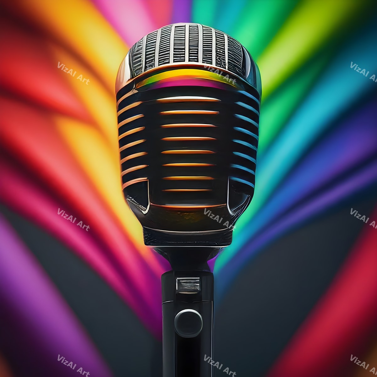 Rainbow Vintage Microphone Art — print 12
