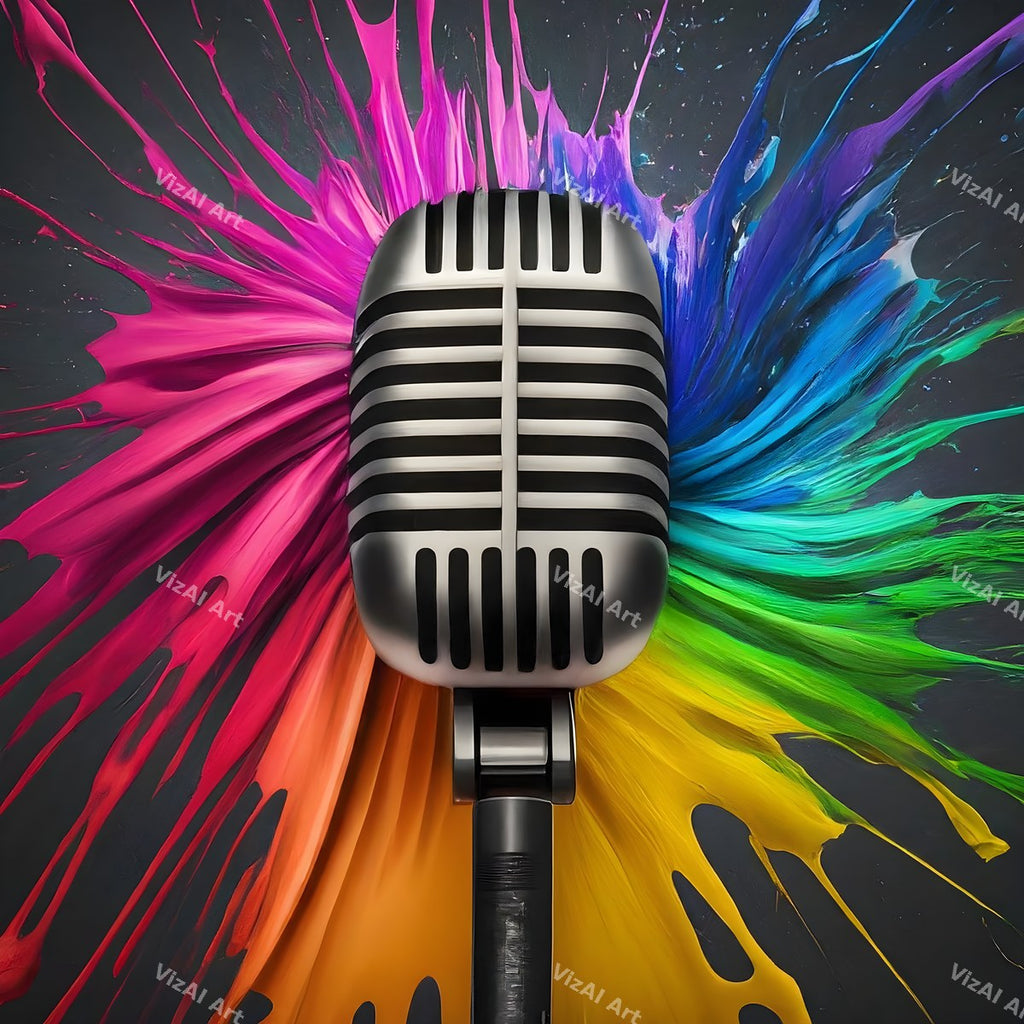 Paint Splash Microphone Art — print 2