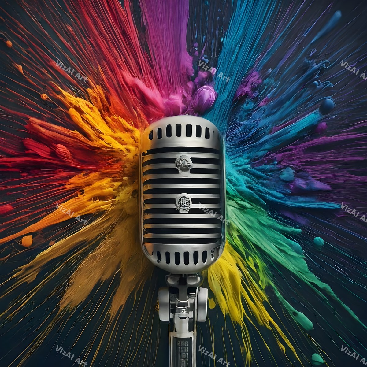 Paint Splash Microphone Art — print 3