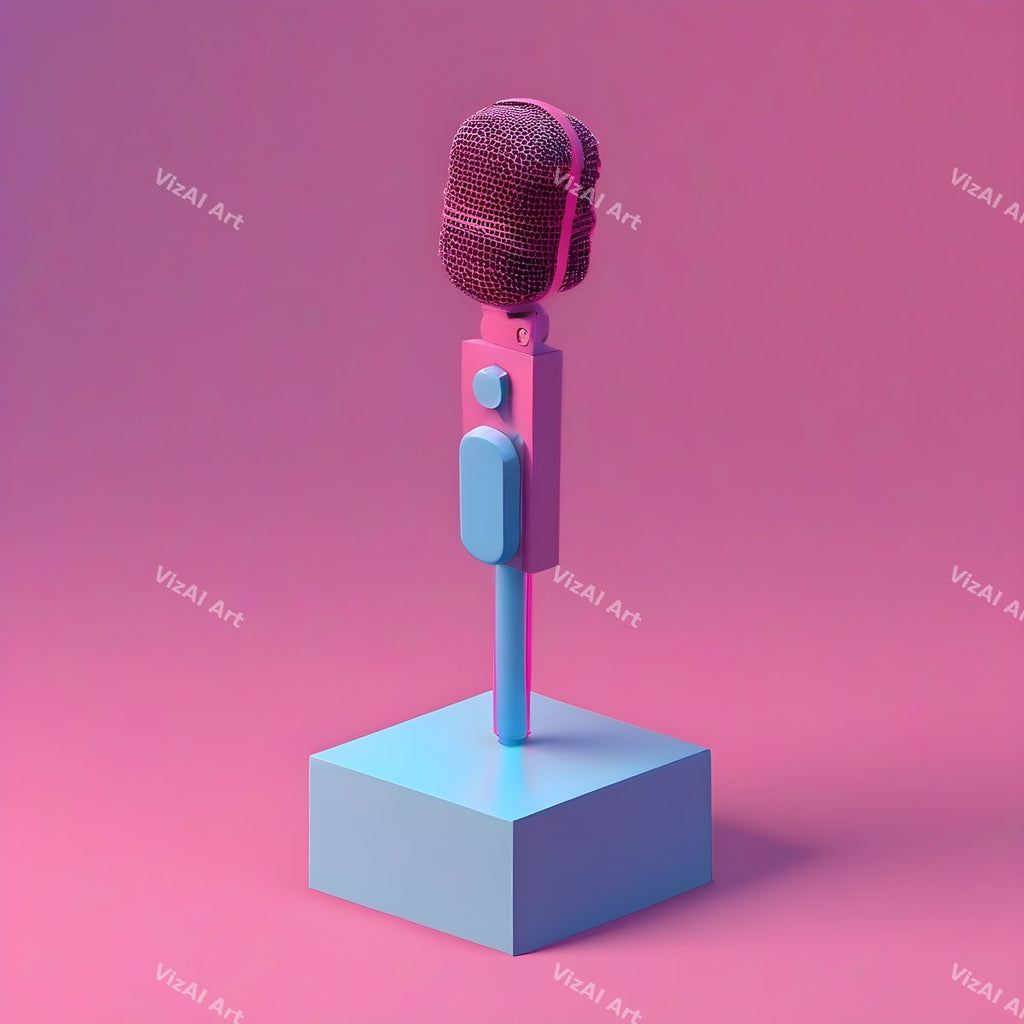 Pastel 3D Desk Microphone Art — print 1