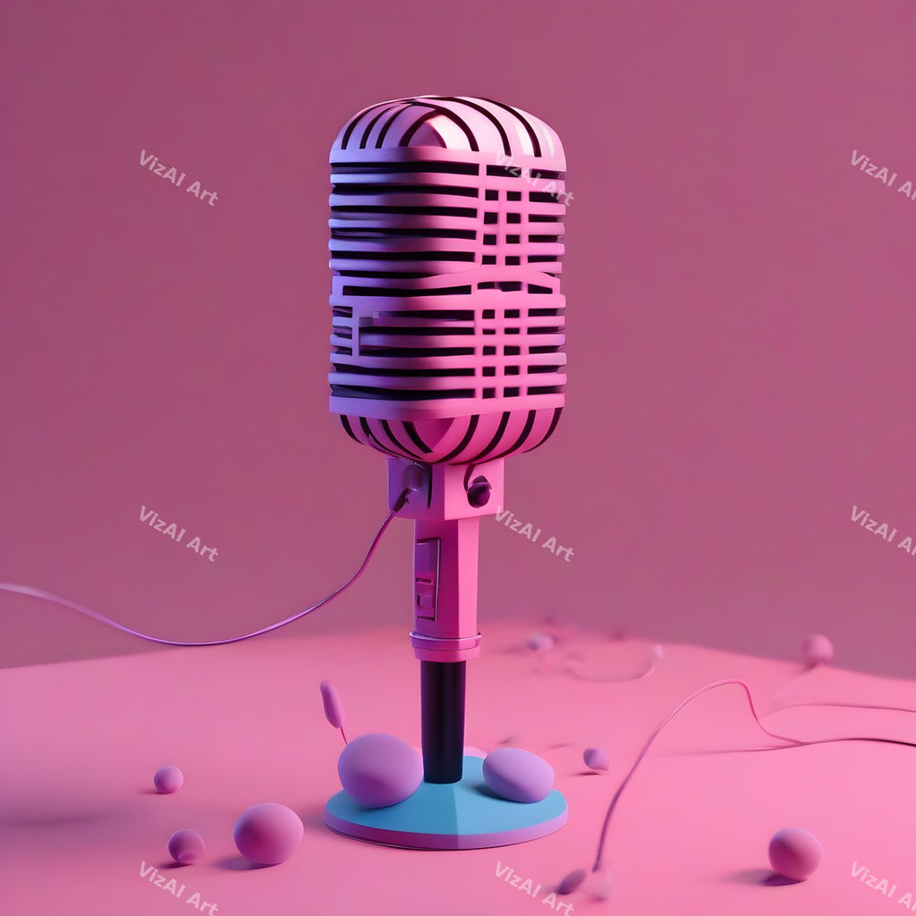 Pastel 3D Desk Microphone Art — print 2