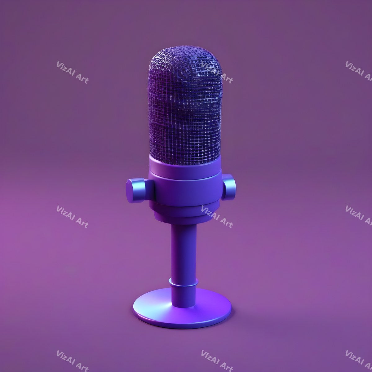 Pastel 3D Desk Microphone Art — print 3