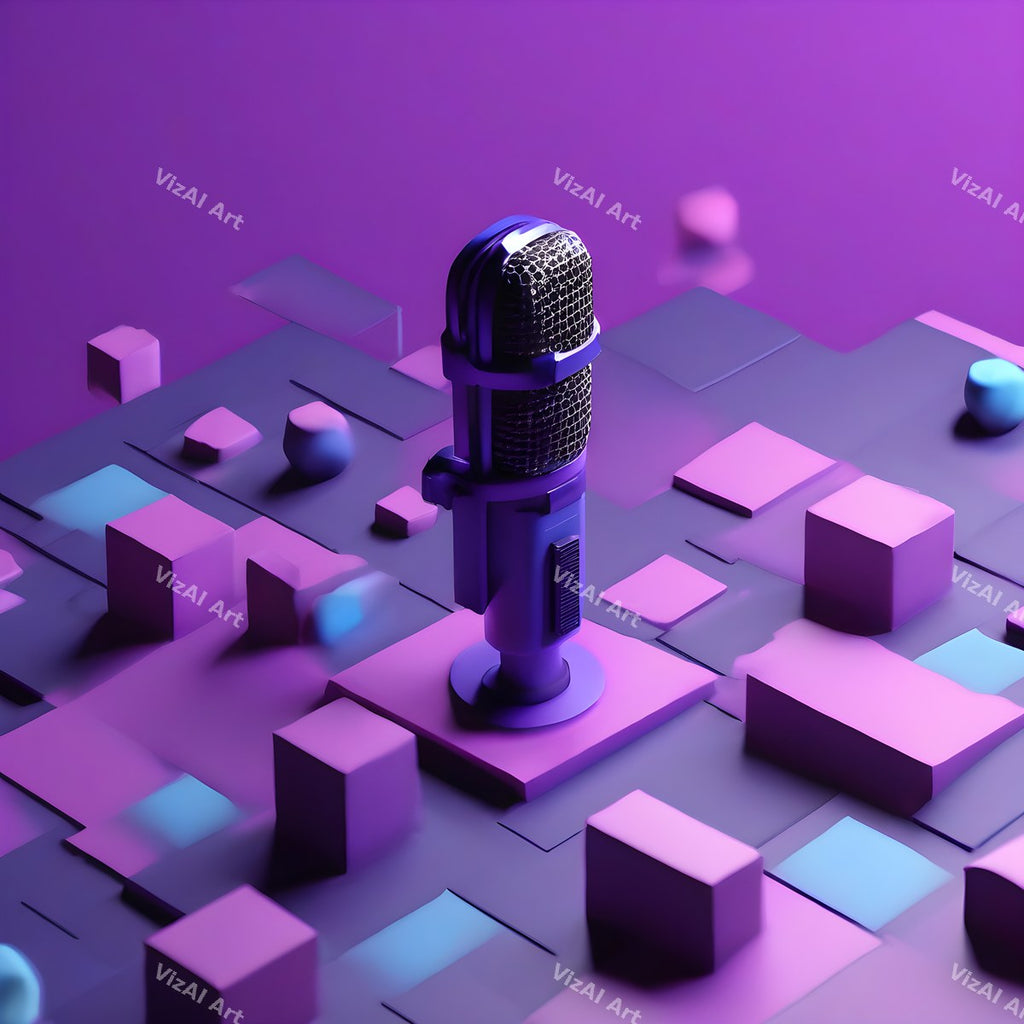 Pastel 3D Desk Microphone Art — print 4