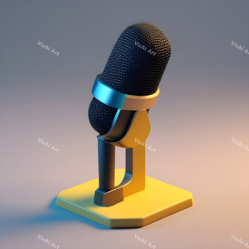Pastel 3D Desk Microphone Art — print 5