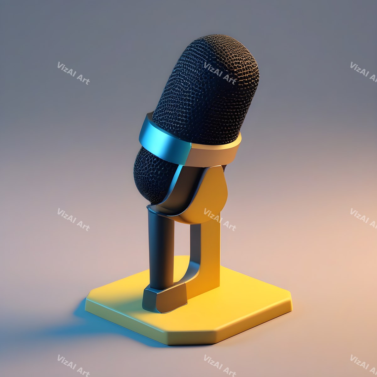 Pastel 3D Desk Microphone Art — print 5