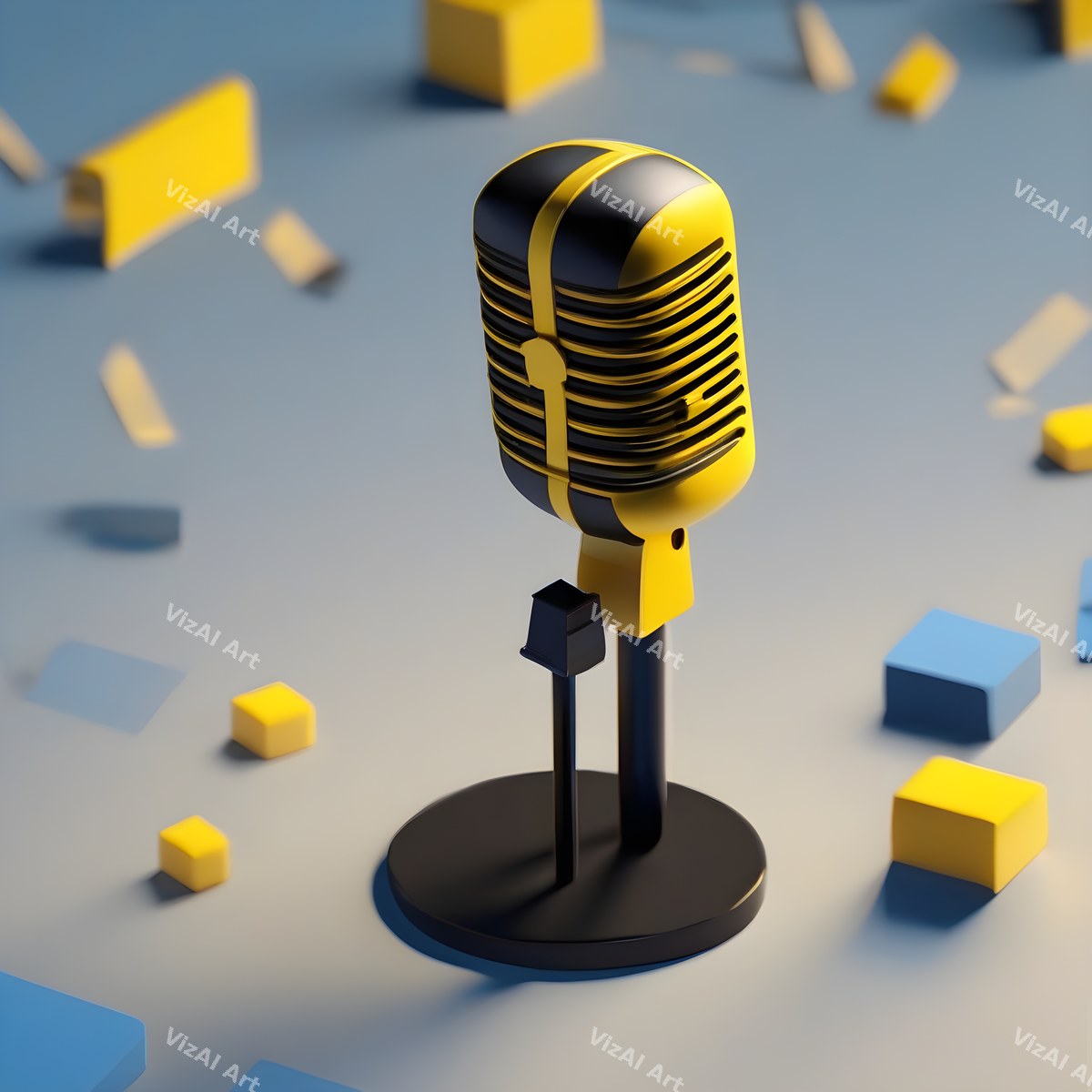 Pastel 3D Desk Microphone Art — print 6