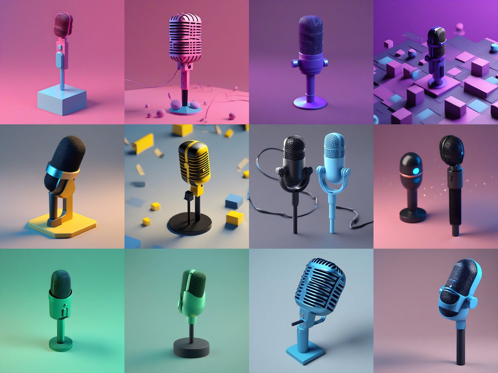 Pastel 3D Desk Microphone Art — Choose Your Print