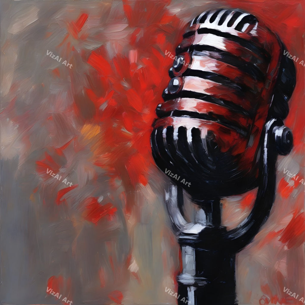 Crimson & Cobalt Microphone Art — print 2