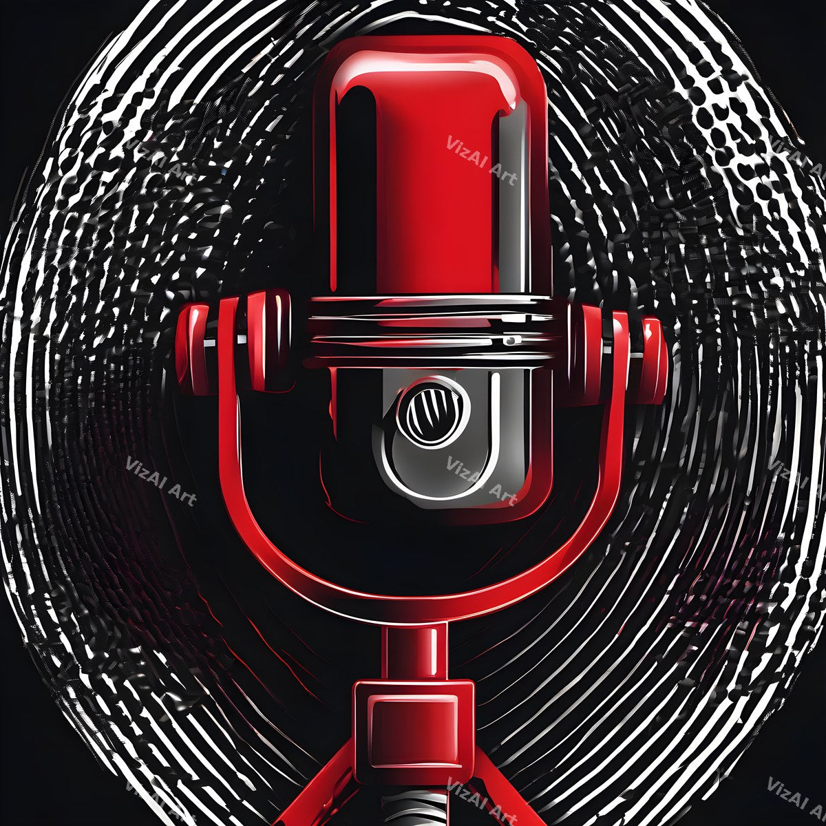 Crimson & Cobalt Microphone Art — print 3