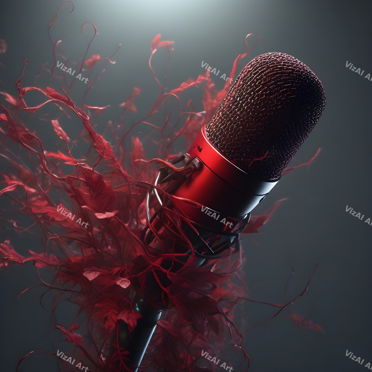 Crimson & Cobalt Microphone Art — print 4
