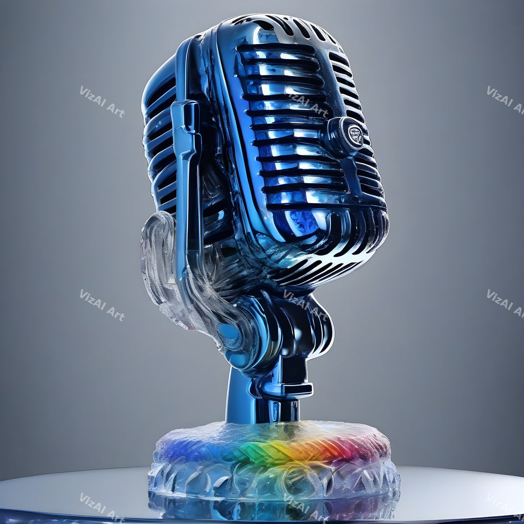 Crimson & Cobalt Microphone Art — print 5