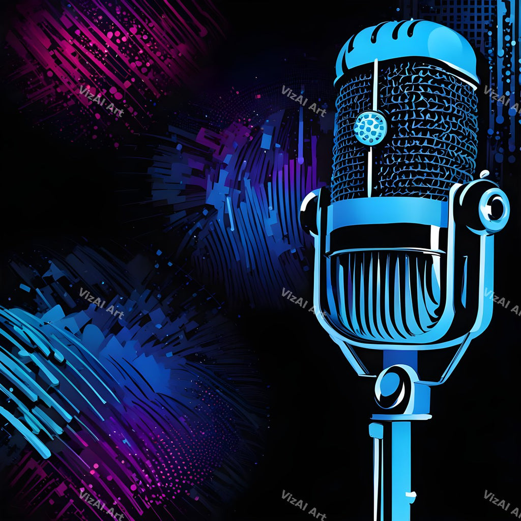 Crimson & Cobalt Microphone Art — print 6