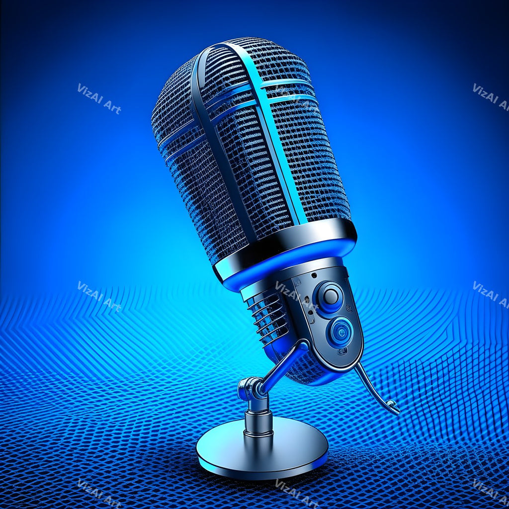 Crimson & Cobalt Microphone Art — print 8