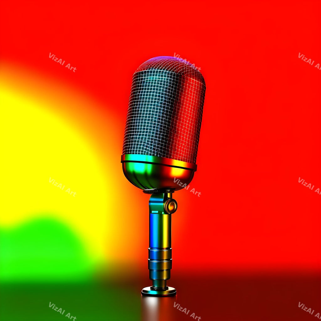 Crimson & Cobalt Microphone Art — print 9