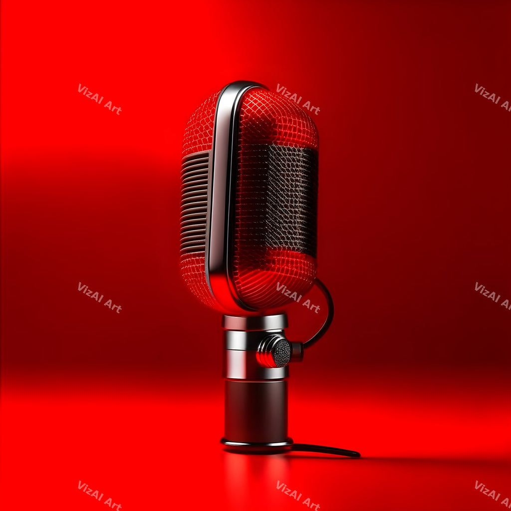 Crimson & Cobalt Microphone Art — print 10