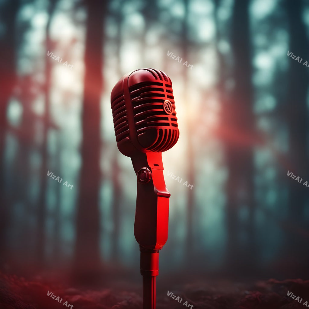 Crimson & Cobalt Microphone Art — print 11