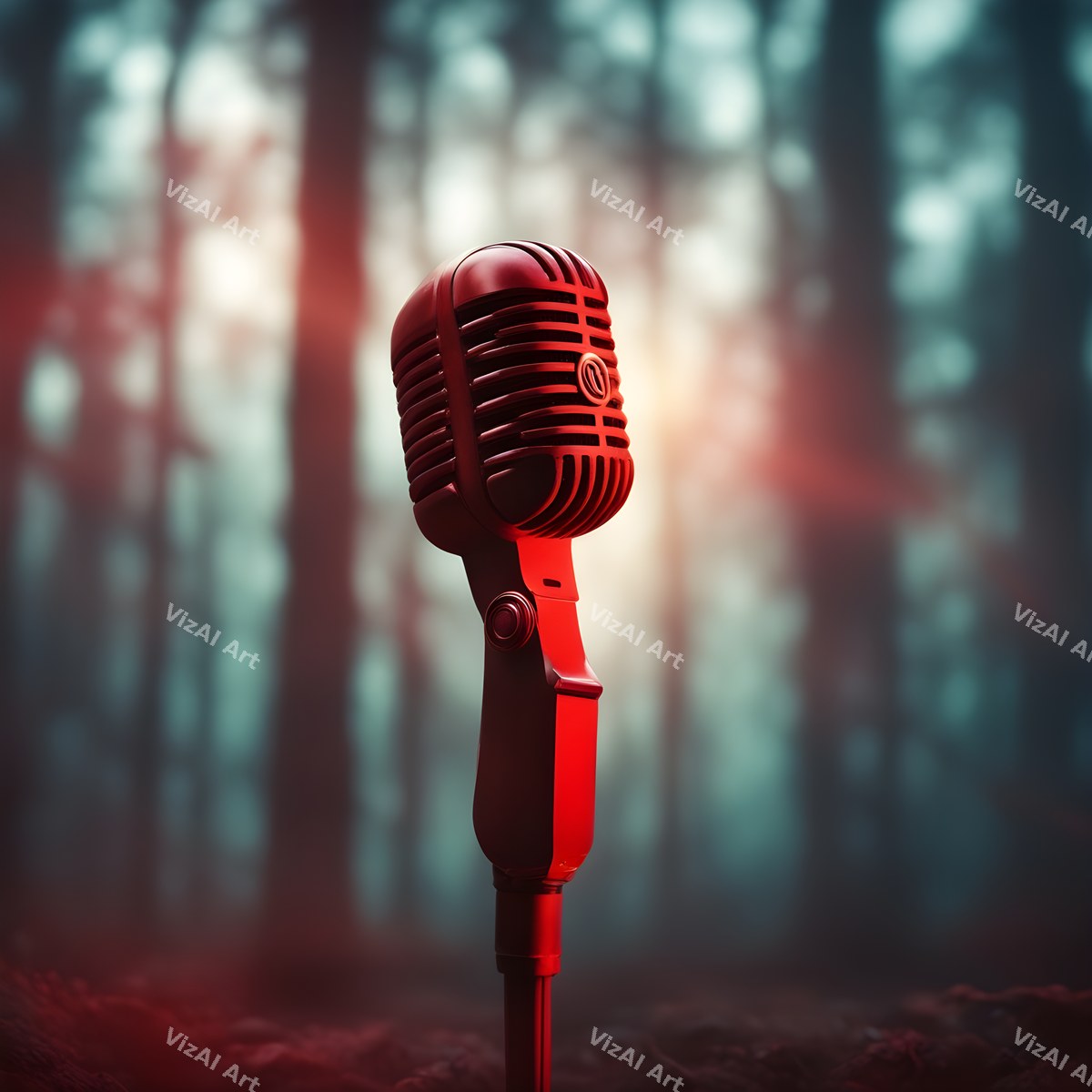 Crimson & Cobalt Microphone Art — print 11