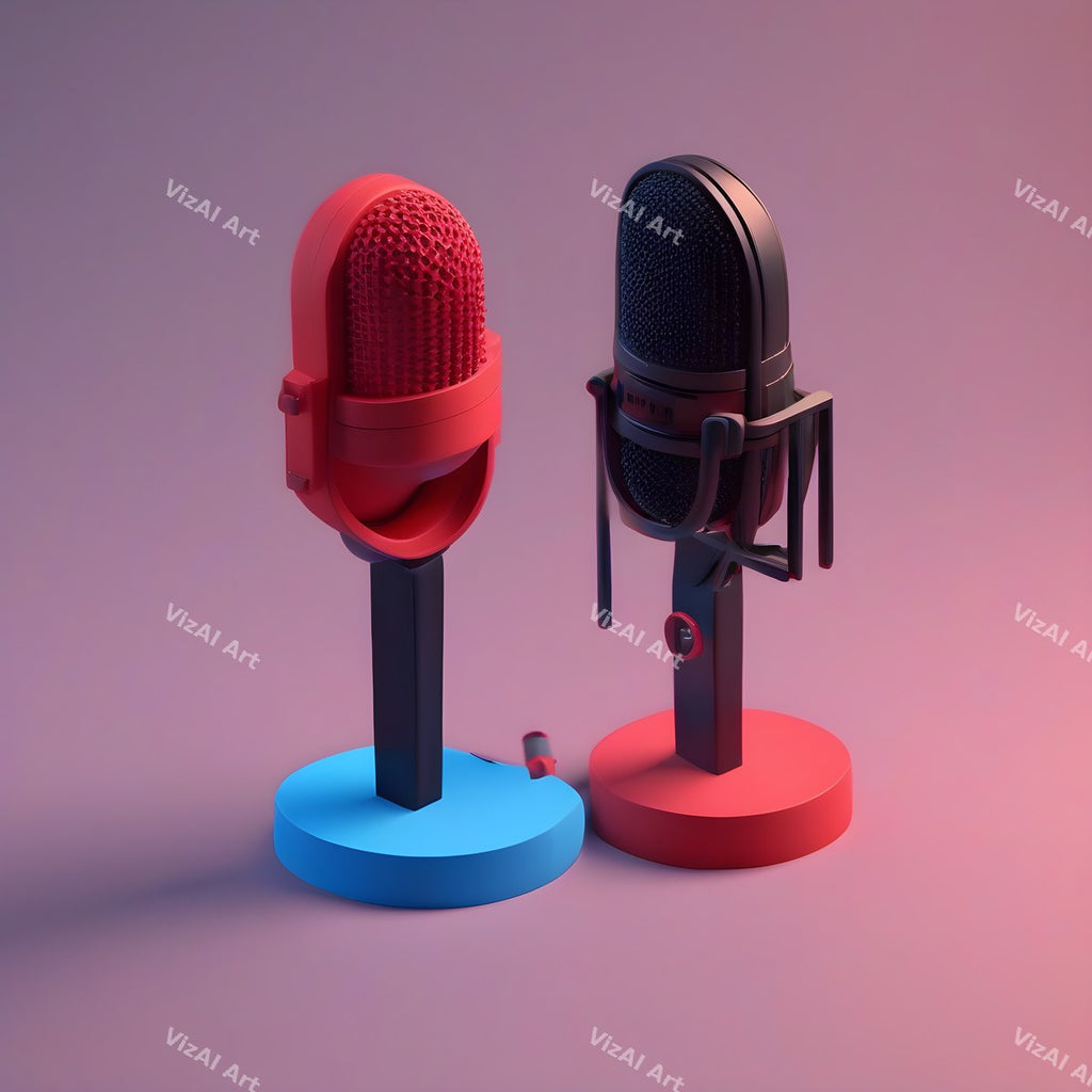 Crimson & Cobalt Microphone Art — print 12