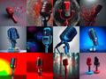 Crimson & Cobalt Microphone Art — 12 Printable Prints