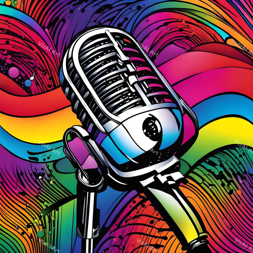 Rainbow Sunburst Pop Microphone Art — print 2