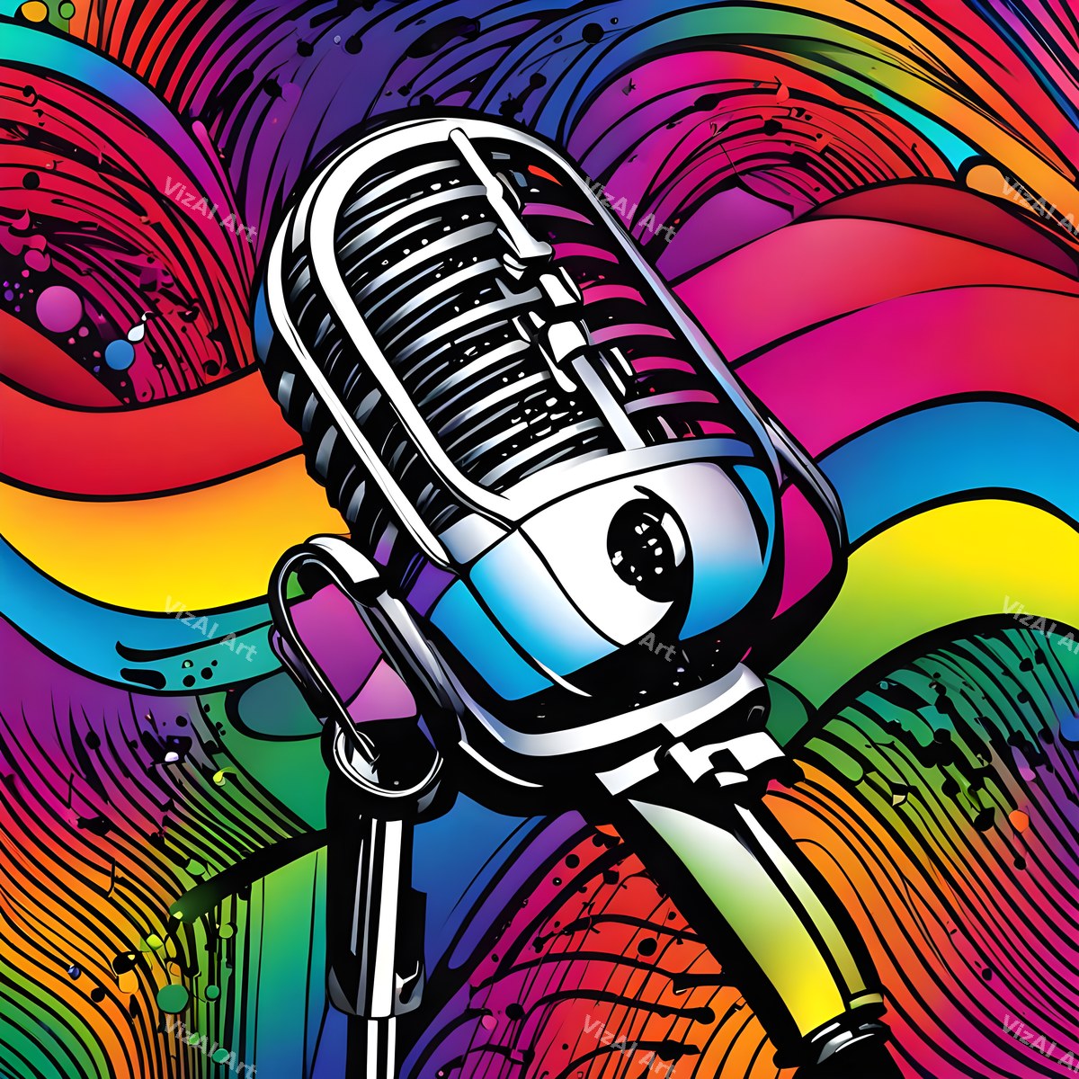 Rainbow Sunburst Pop Microphone Art — print 2